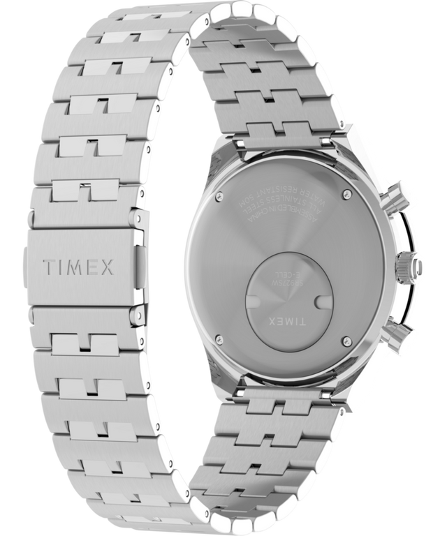 TW2V42600 Q Timex Chronograph 40mm Stainless Steel Bracelet Watch Caseback with Attachment Image