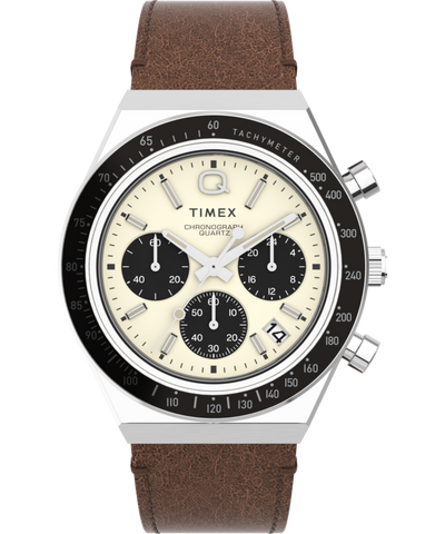 TW2V42800 Q Timex Chronograph 40mm Leather Strap Watch Primary Image