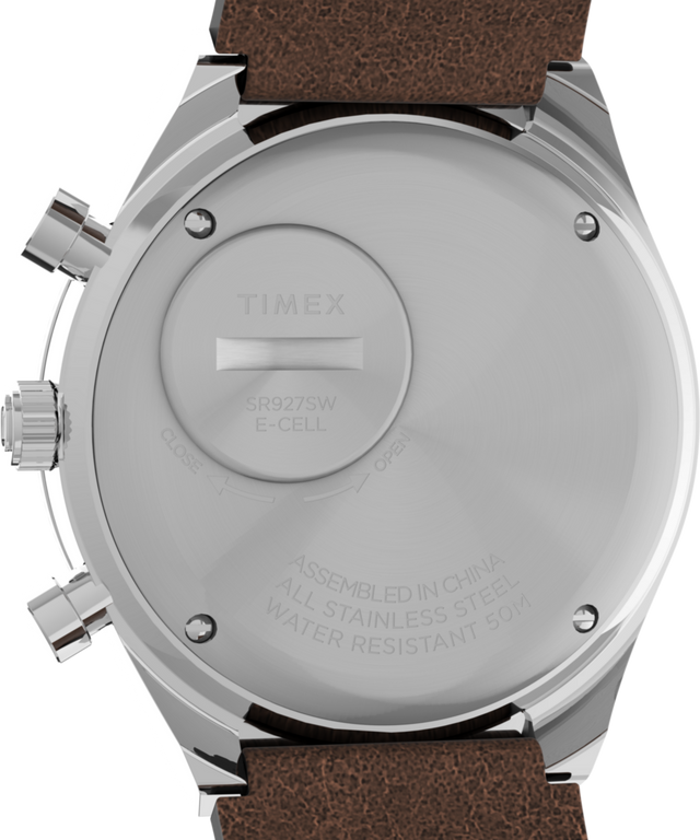 TW2V42800 Q Timex Chronograph 40mm Leather Strap Watch Caseback Image