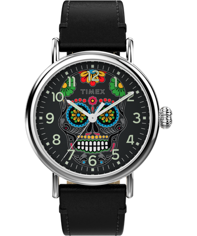 TW2V67500 Timex Standard Dia de los Muertos 40mm Leather Strap Watch Primary Image