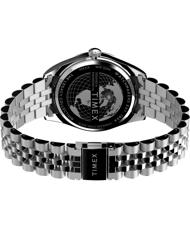 TW2V67800 Timex Legacy Day and Date 41mm Stainless Steel Bracelet Watch Caseback with Attachment Image