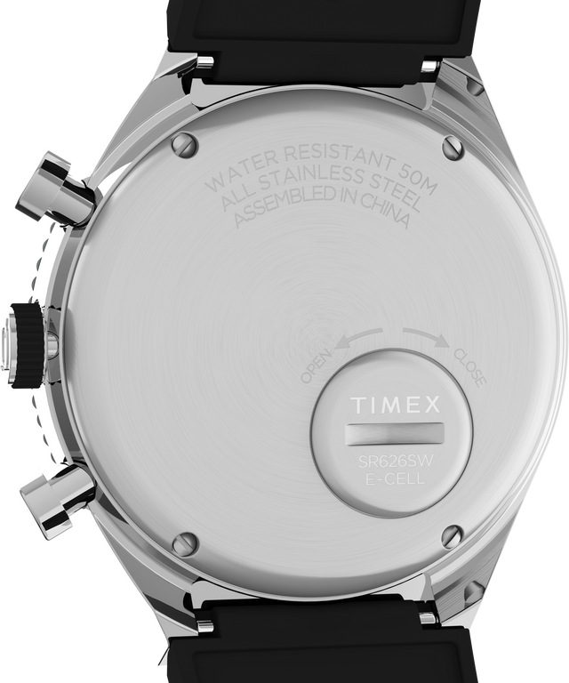 Q Timex 3-Time Zone Chronograph 40mm Synthetic Rubber Strap Watch