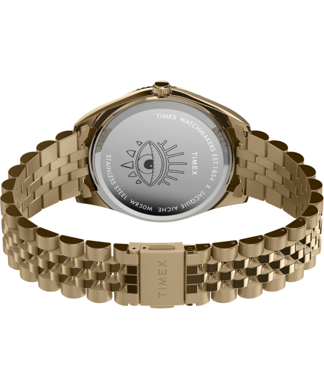 TW2V73100 Timex Legacy x Jacquie Aiche Gold Sunray Dial with Tribe Eye 36mm Watch Caseback with Attachment Image