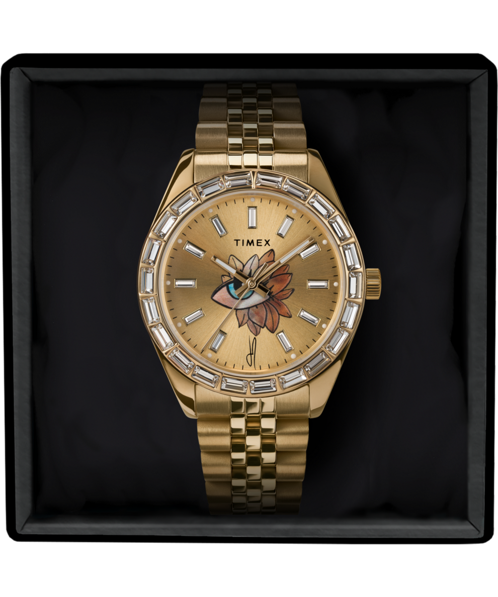 TW2V73100 Timex Legacy x Jacquie Aiche Gold Sunray Dial with Tribe Eye 36mm Watch Alternate Image 1