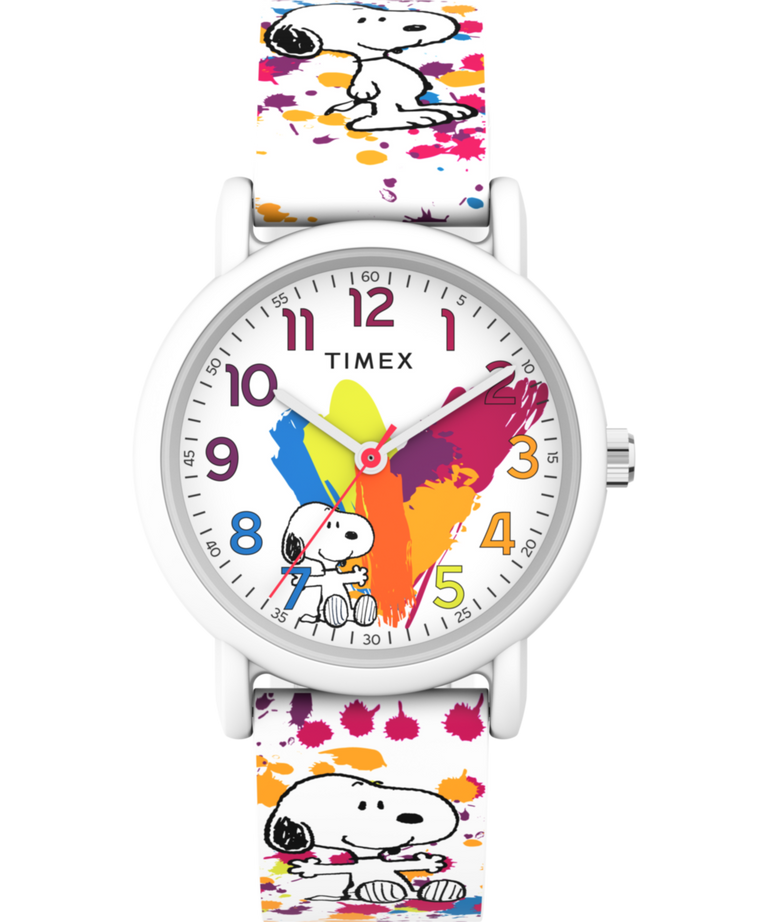 TW2V77600 Timex x Peanuts Rainbow Paint 36mm Silicone Strap Watch Primary Image