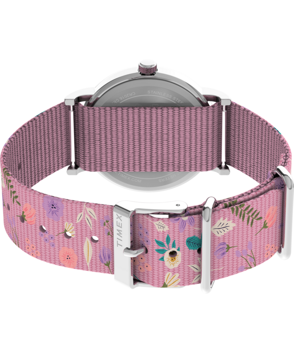 TW2V77800 Timex Weekender x Peanuts In Bloom 38mm Fabric Strap Watch Caseback with Attachment Image