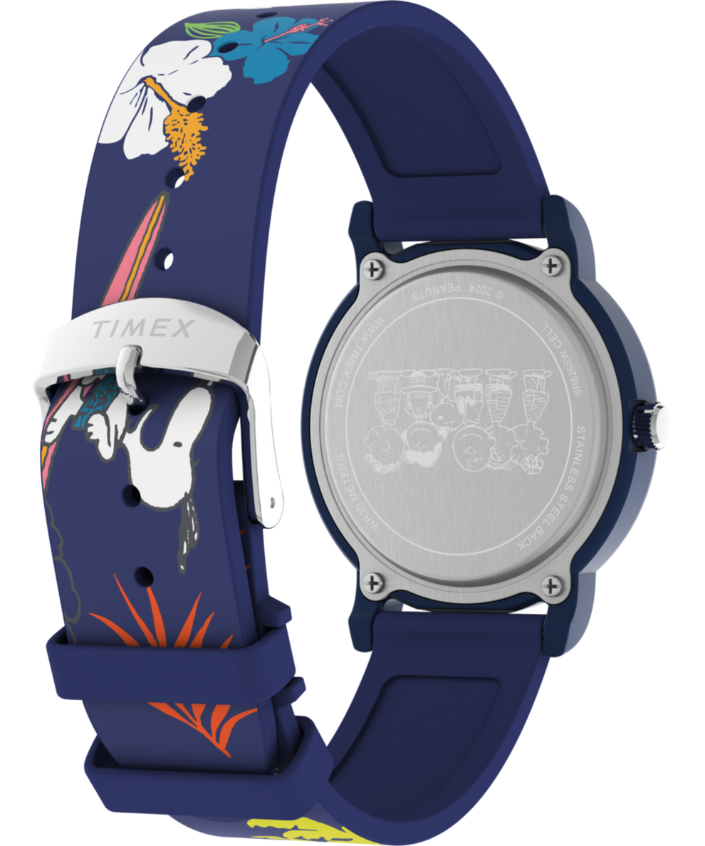 TW2V78600 Timex x Peanuts Just Beachy 36mm Silicone Strap Watch Caseback with Attachment Image