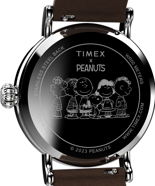 TW2V89800 Timex Standard x Peanuts Gang's All Here 40mm Leather Strap Watch Caseback Image