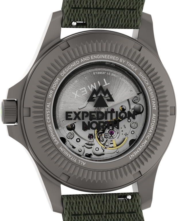 TW2V95300 Expedition Titanium Automatic 41mm Recycled Fabric Strap Watch Caseback Image