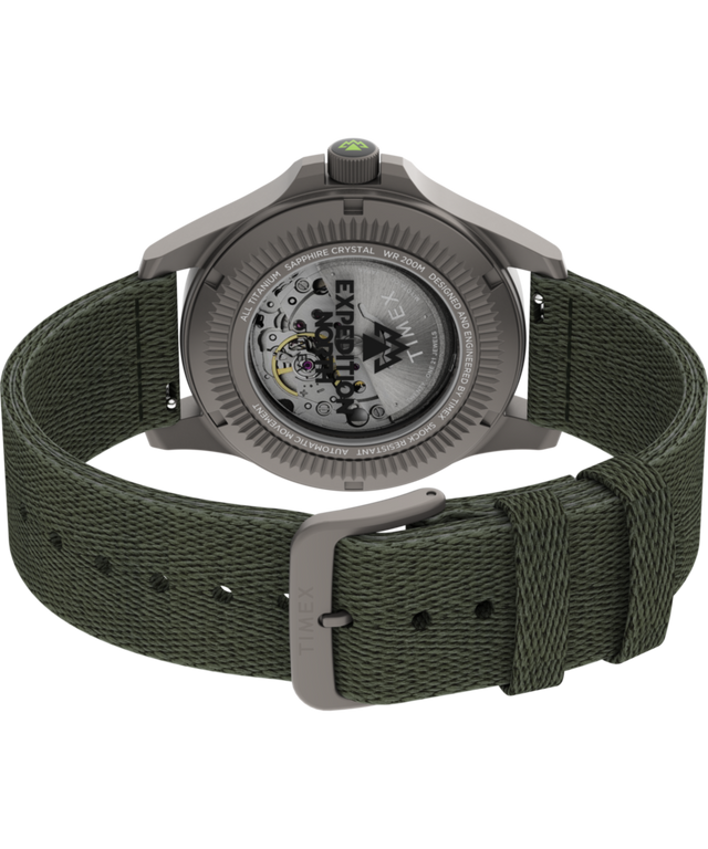 TW2V95300 Expedition® Field Post Titanium Automatic 41mm Recycled Fabric Strap Watch Caseback with Attachment Image