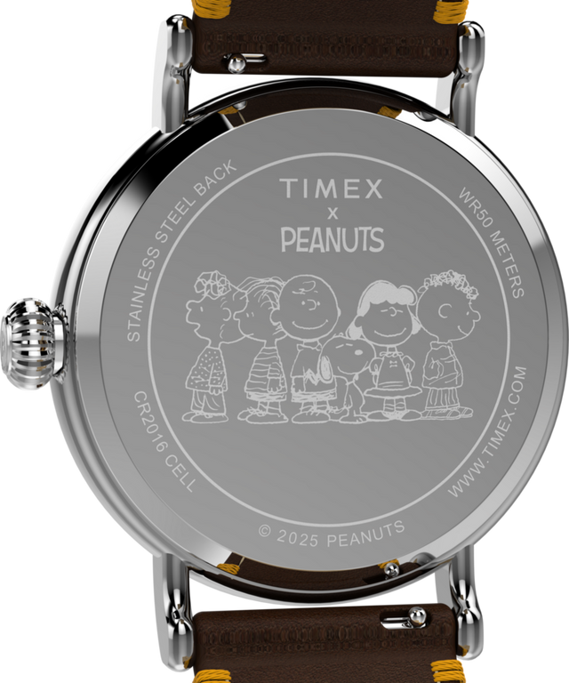 TW2W44300 Timex x Peanuts® Standard Thanksgiving 40mm Leather Strap Watch Caseback Image