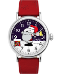 TW2W44400 Timex x Peanuts Standard Snoopy Santa 40mm Leather Strap Watch Primary Image