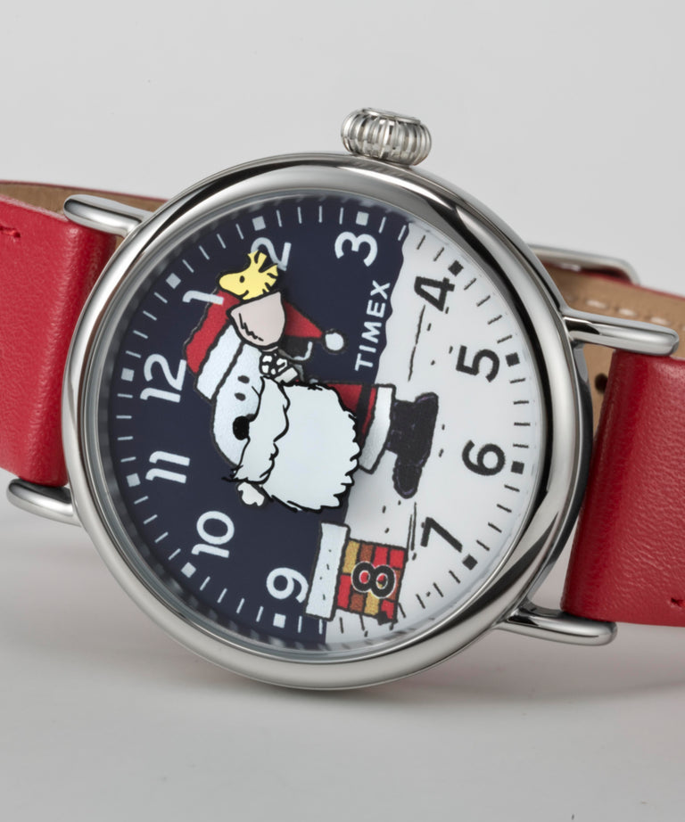 TW2W44400 Timex x Peanuts Standard Snoopy Santa 40mm Leather Strap Watch Campaign Key Silhouettes (Beauty shots) Image