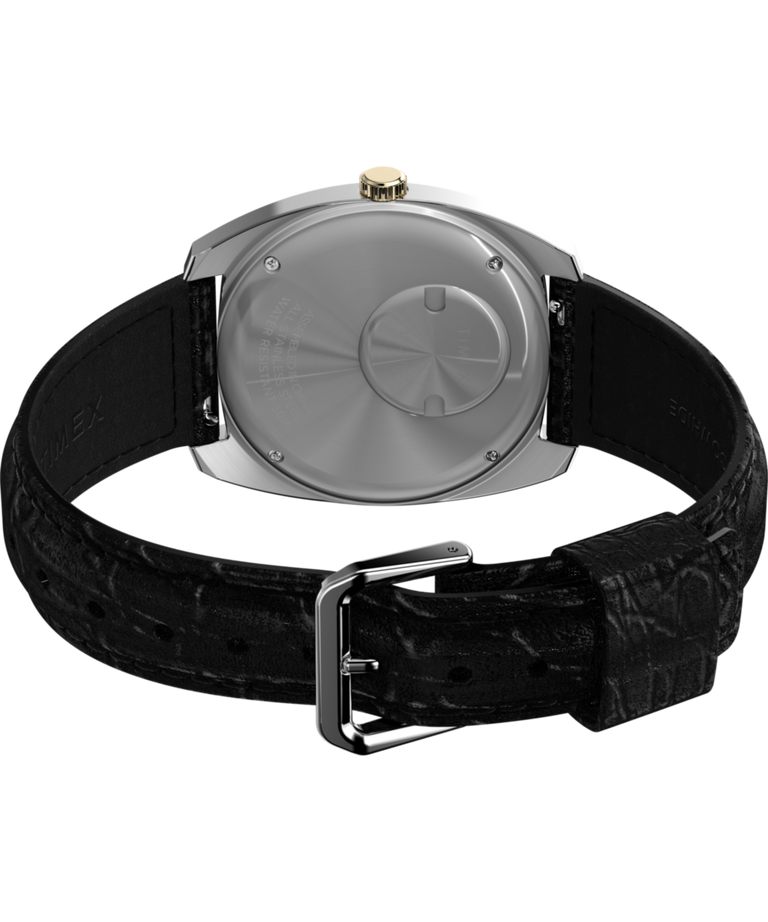 TW2W44800 Q Timex® 1978 Day/Date 37.5mm Leather Strap Watch Caseback with Attachment Image