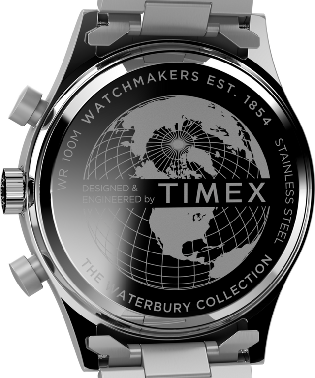 TW2W47800 Waterbury Traditional Fly Back Chronograph 43mm Stainless Steel Bracelet Watch Caseback Image