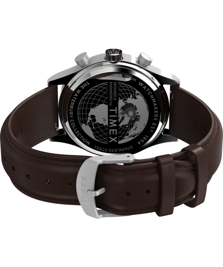 TW2W47900 Waterbury Traditional Fly Back Chronograph 43mm Leather Strap Watch Caseback with Attachment Image