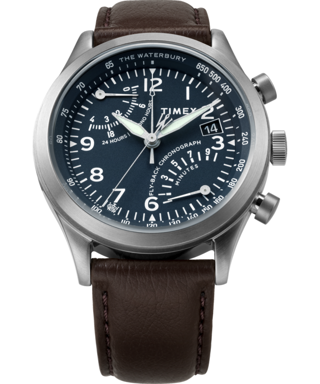 TW2W47900 Waterbury Traditional Fly Back Chronograph 43mm Leather Strap Watch Collab Additional Image