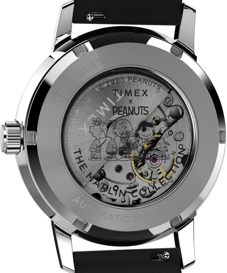 TW2W49600 Peanuts® x Timex Marlin® Automatic Snoopy Flying Ace 40mm Leather Strap Watch Caseback Image