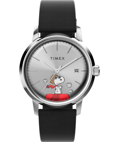 TW2W49600 Timex Marlin® Automatic x Peanuts Snoopy Flying Ace 40mm Leather Strap Watch Primary Image