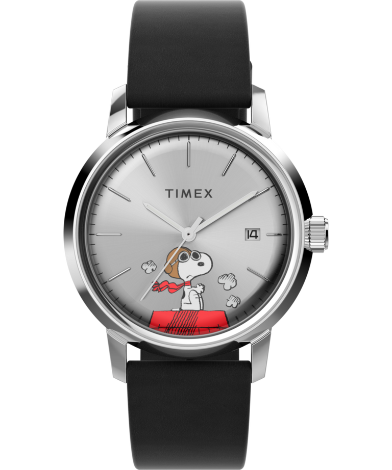 TW2W49600 Timex Marlin® Automatic x Peanuts Snoopy Flying Ace 40mm Leather Strap Watch Primary Image