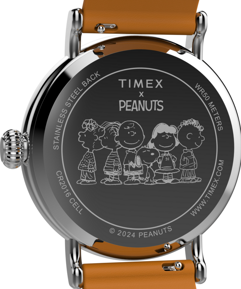 TW2W51900 Timex Standard x Peanuts Basketball 40mm Leather Strap Watch Caseback Image