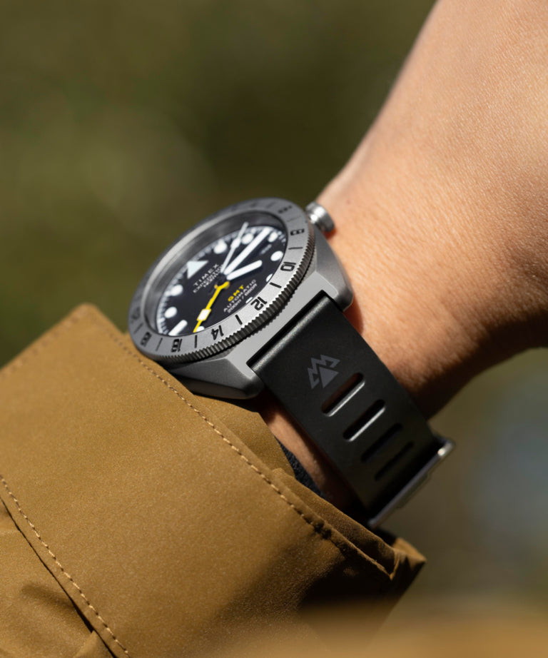 TW2W53000 Expedition® Pioneer Titanium Automatic GMT 41mm Silicone Strap Watch Alt Wrist Shot 2 Image