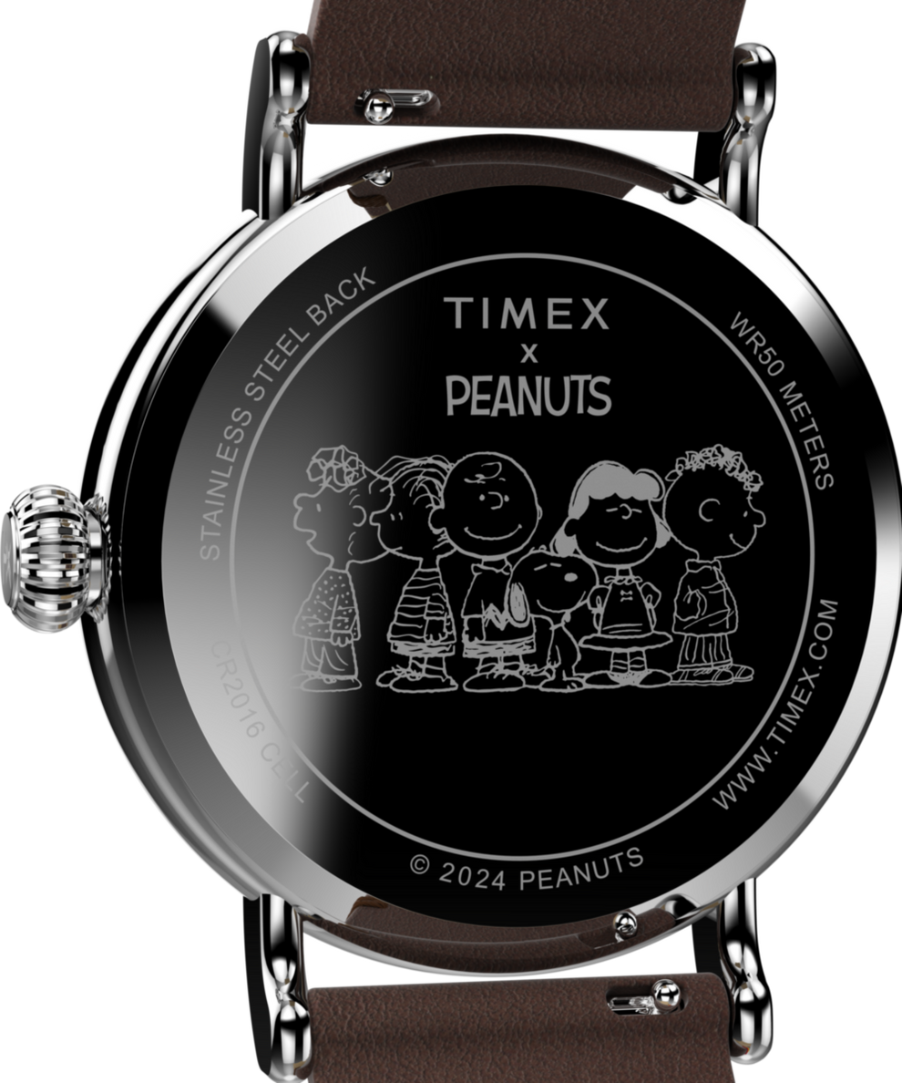 TW2W53900 Timex Standard x Peanuts Rainbow 40mm Leather Strap Watch Caseback Image