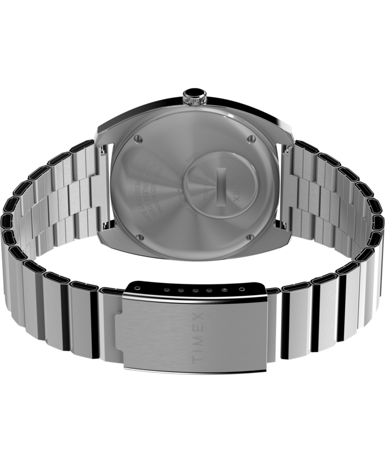 TW2W59800 Q Timex 1975 Enigma Reissue 37mm Stainless Steel Bracelet Watch Caseback with Attachment Image