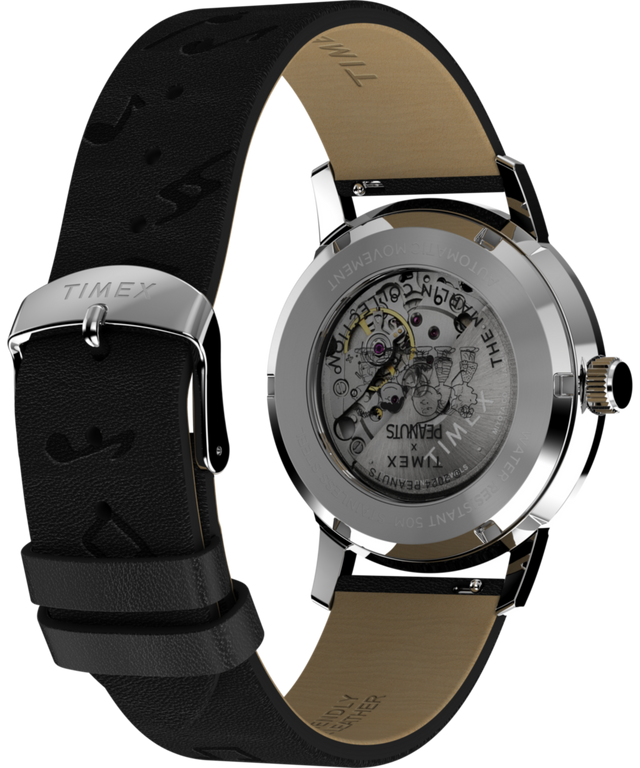 TW2W68800 Timex x Peanuts Marlin® Automatic Saxophonist 40mm Leather Strap Watch Caseback with Attachment Image