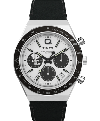 TW2W68900 Peanuts® x Q Timex® Snoopy 40mm Leather Strap Watch   Primary Image