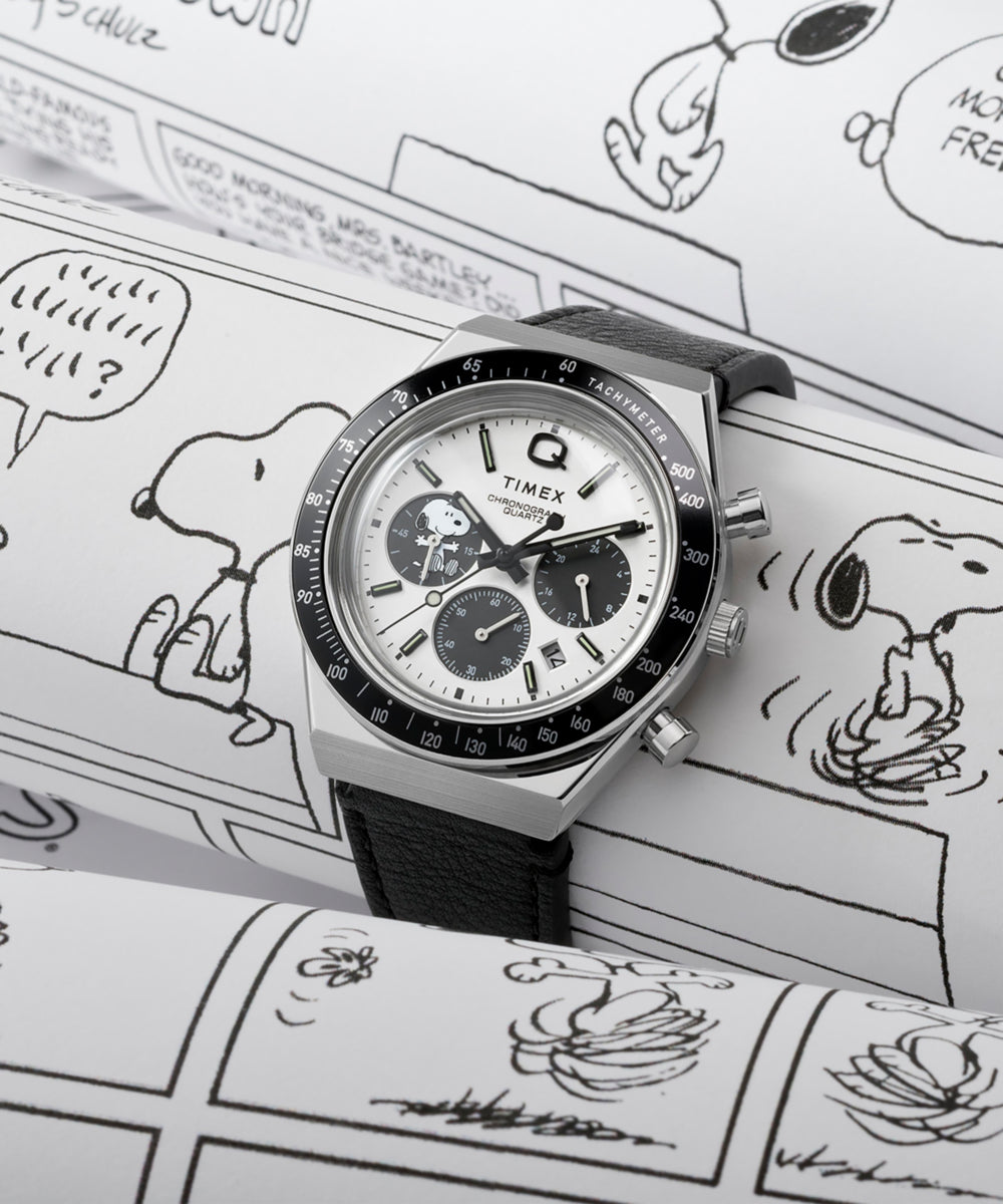 Peanuts® x Q Timex® Snoopy 40mm Leather Strap Watch - TW2W68900