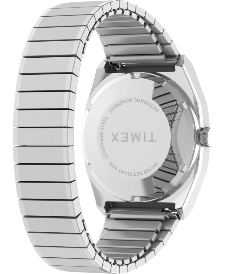 TW2W70800 Timex® Automatic 1983 E-Line Reissue 34mm Stainless Steel Expansion Band Watch  Caseback with Attachment Image