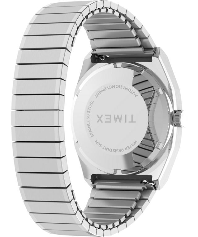 TW2W70800 Timex® Automatic 1983 E Line Reissue 34mm Stainless Steel Expansion Band Watch  Caseback with Attachment Image