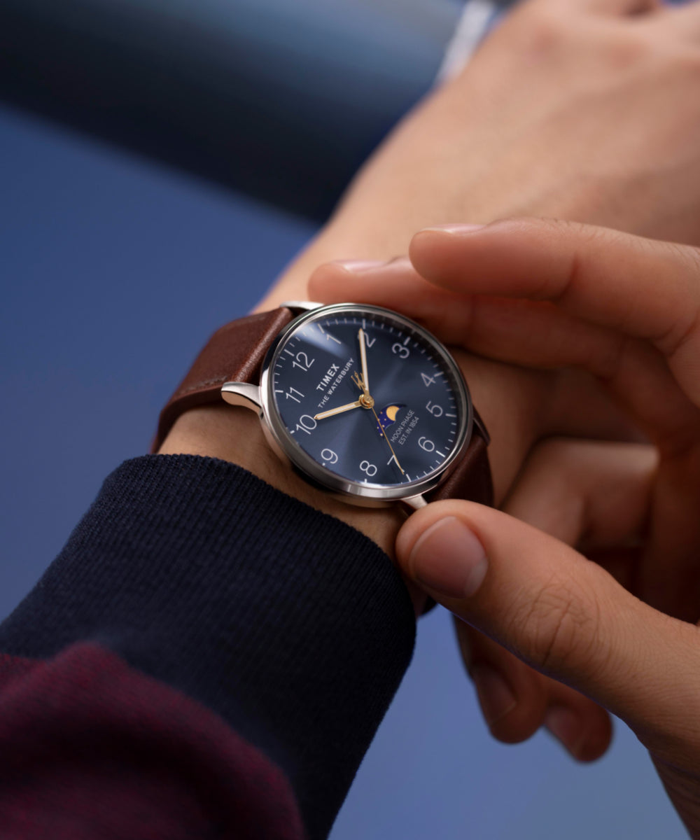 Waterbury Classic Moon Phase 40mm Leather Strap Watch - TW2W75600