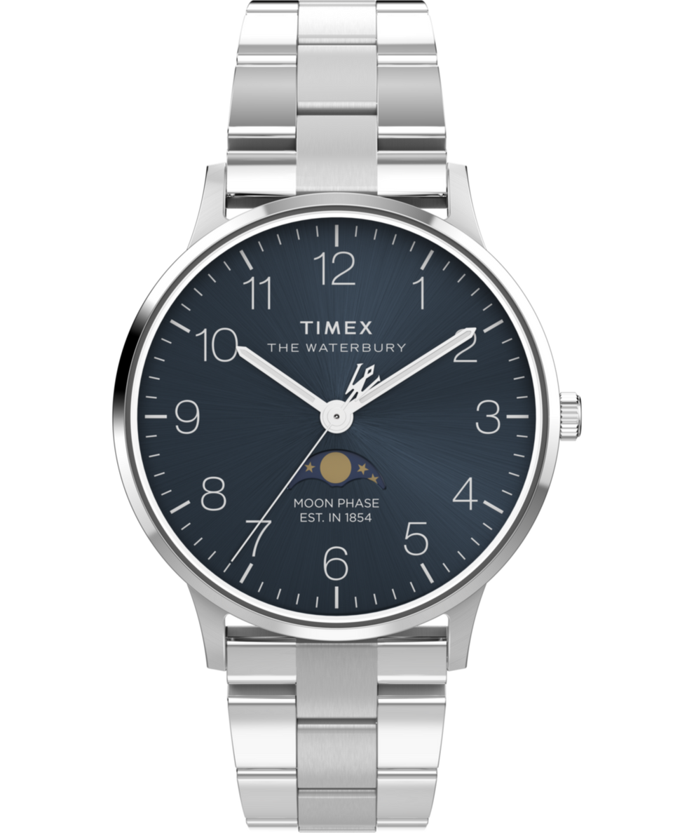 Waterbury Classic Moon Phase 40mm Stainless Steel Bracelet Watch TW2W75700 Timex CA
