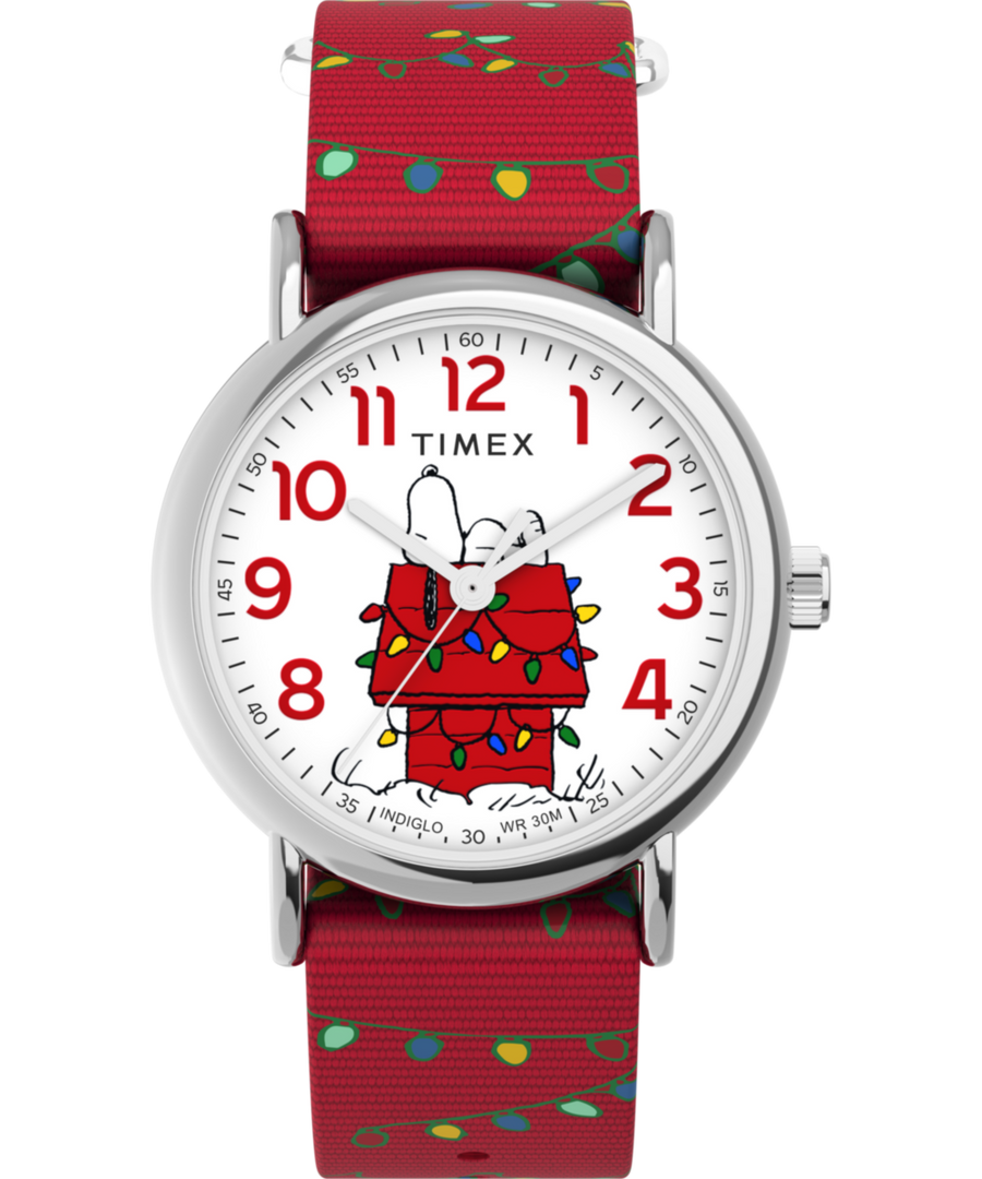 TW2W80800 Timex x Peanuts Weekender Holiday 38mm Fabric Strap Watch Primary Image