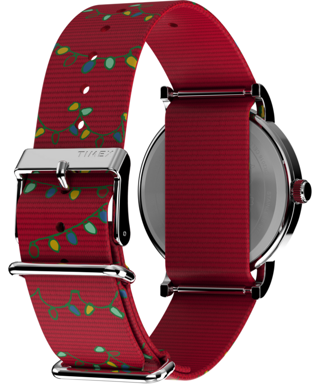 TW2W80800 Timex x Peanuts Weekender Holiday 38mm Fabric Strap Watch Caseback with Attachment Image