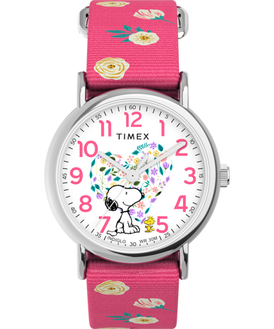 TW2W83100 Timex x Peanuts® Timex Weekender Floral 38mm Fabric Strap Watch Primary Image