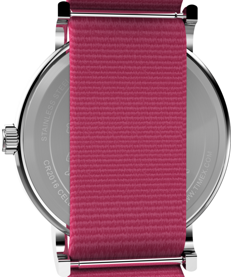 TW2W83100 Timex x Peanuts® Timex Weekender Floral 38mm Fabric Strap Watch Caseback Image