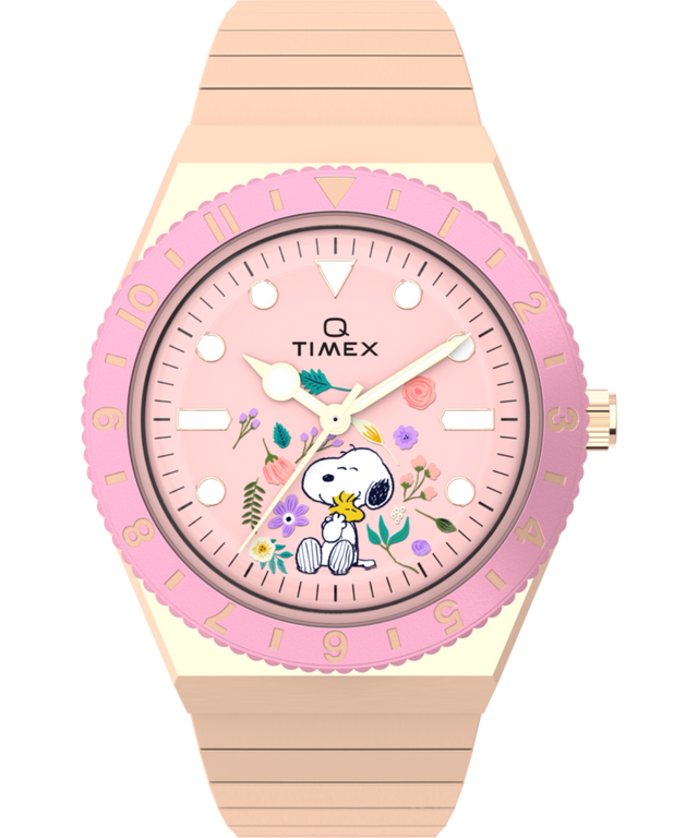 TW2W83800 Peanuts® Q Timex® In Bloom 36mm Stainless Steel Expansion Band Watch Primary Image