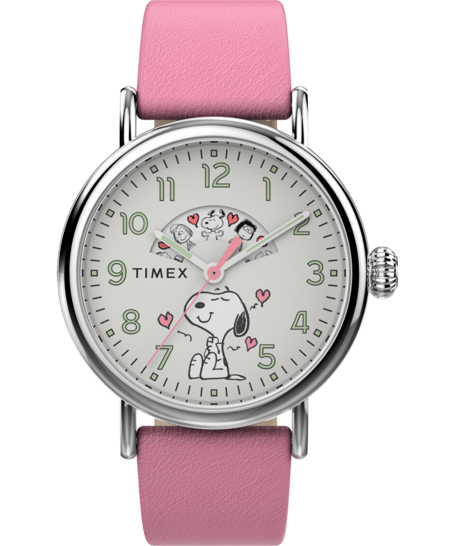 TW2W88900 Timex Standard x Peanuts Valentine's 40mm Leather Strap Watch Primary Image