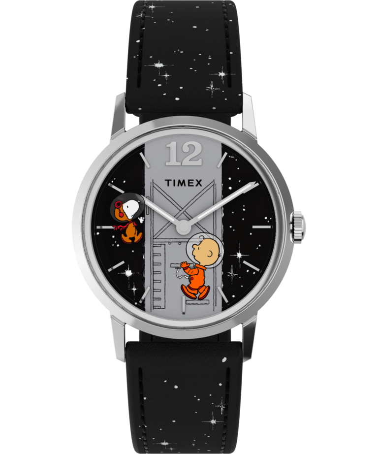 TW2W89700 Peanuts® x Timex Marlin® Hand-Wound Space 34mm Leather Strap Watch Primary Image