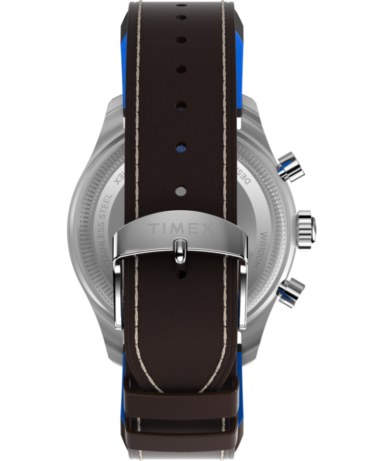 TW2W97200 Timex Fly-Back Chronograph x Pan Am® 43mm Leather Strap Watch  Strap Image