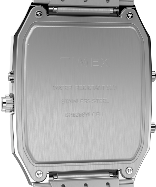 TW2Y05900 Q Timex® 1982 Ana-Digi Reissue 33mm Stainless Steel Bracelet Watch  Caseback Image