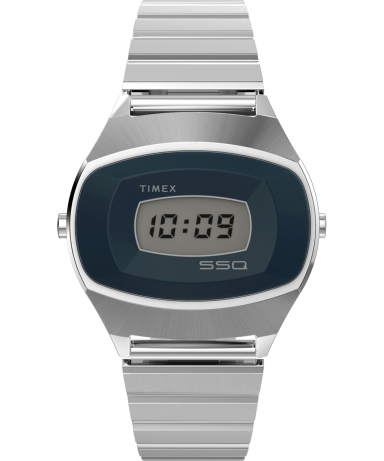 TW2Y06100 Q Timex® 1975 SSQ Digital Reissue 38mm Stainless Steel Bracelet Watch Primary Image