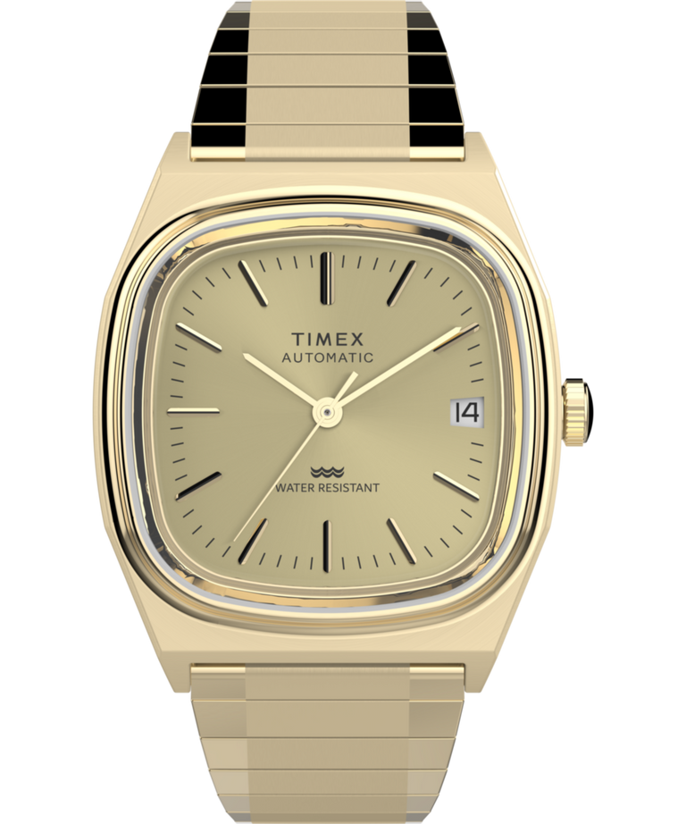 TW2Y07200 Timex® Automatic 1983 E Line 34mm Gold Tone Expansion Band Watch Primary Image