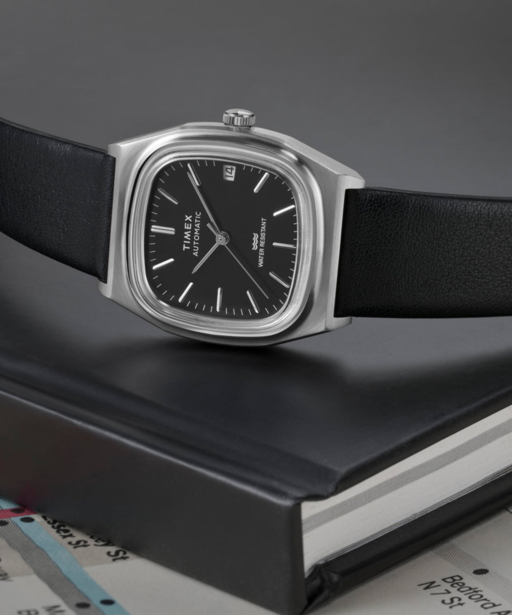 Timex® Automatic 1983 E Line 34mm Leather Strap Watch - TW2Y07500