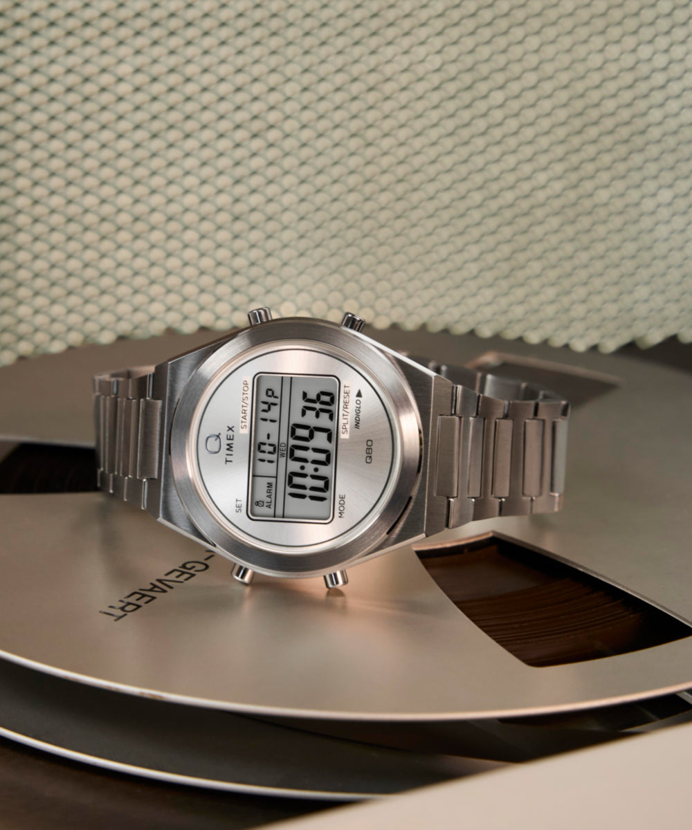 Q Timex® Q80 Continental 39mm Stainless Steel Bracelet Watch