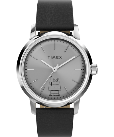 TW2Y10000 Timex x Peanuts® Marlin® Automatic 75th Anniversary Edition 40mm Leather Strap Watch Primary Image