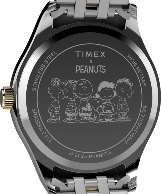 TW2Y11100 Peanuts® x Timex Timex Legacy Bowtie 34mm Stainless Steel Bracelet Watch Caseback Image